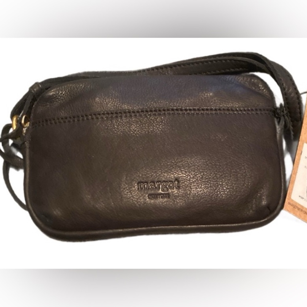 Margot Black Leather Crossbody bag Minimalist Design